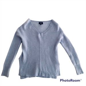 100% Cashmere,The Line, Women’s V Neck, Sweater, Light Blue, Medium (Fits Small)